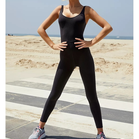 Free People Fp Movement Good Karma Onesie washed black XS/S activewear workout - Picture 2 of 10